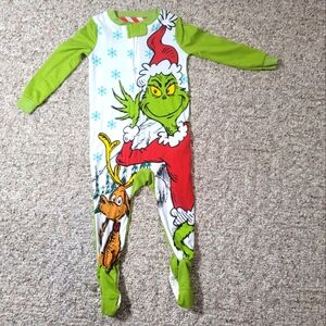 Grinch Christmas Footed Pajamas Size 12M